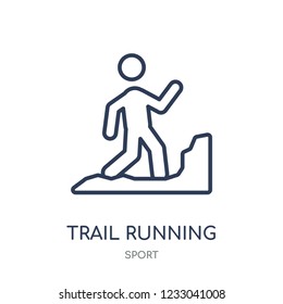 trail running icon. trail running linear symbol design from sport collection. Simple outline element vector illustration on white background