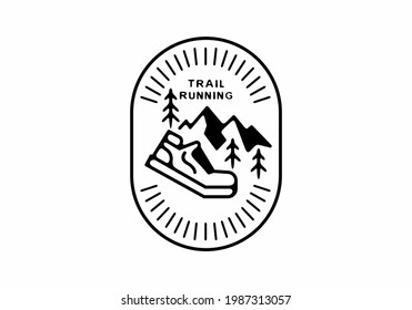 Trail Running Line Art Badge Design