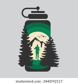 Trail Running Logo vector graphic of illustration 