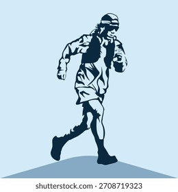 Ilustración vectorial de logotipo de trail running en el fondo