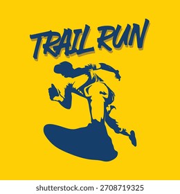 Ilustración vectorial de logotipo de trail running en el fondo