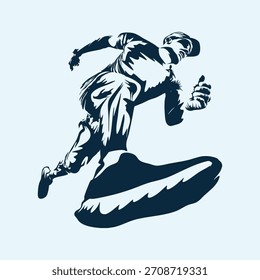 Trail running logo vector illustration on background