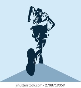 Ilustración vectorial de logotipo de trail running en el fondo
