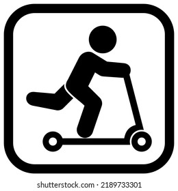trail for scooters , person on push scooter, vector illustration, black frame