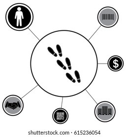 trail of shoe print icon