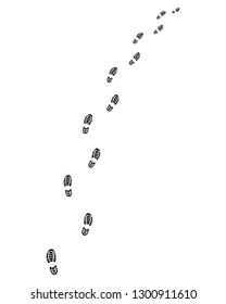 Trail of shoes prints, turn left or right