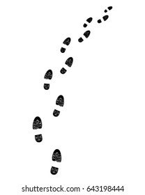 Trail of shoes prints, turn right, vector