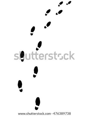Trail of shoes prints, turn right,vector