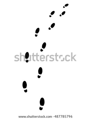 Trail of shoes prints, turn right,vector
