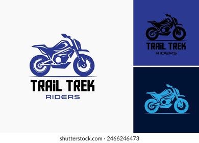 Trail Trek Motorcycle logo: A dynamic motorcycle blazing trails through rugged terrain, embodying adventure and thrill. Ideal for motorcycle clubs.