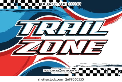 Ilustração do design gráfico do efeito de texto da zona da trilha