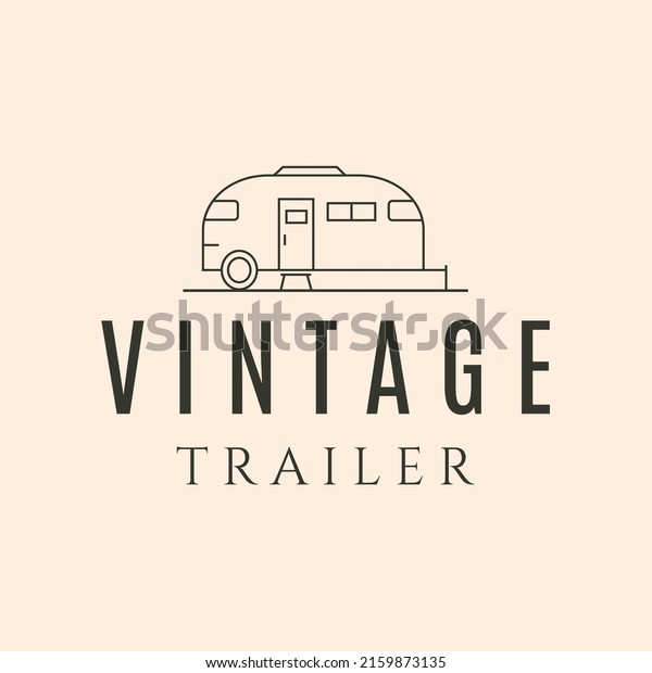 trailer adventure line art logo vector symbol\
illustration design