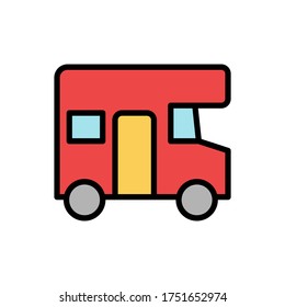 Trailer, bus icon. Simple color with outline vector elements of camping icons for ui and ux, website or mobile application