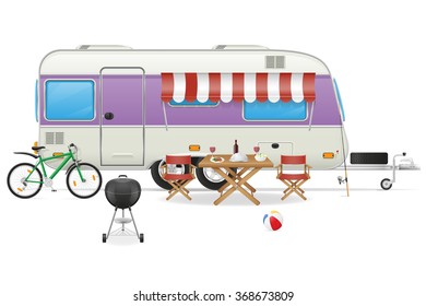 trailer camp caravan mobil home vector illustration isolated on white background