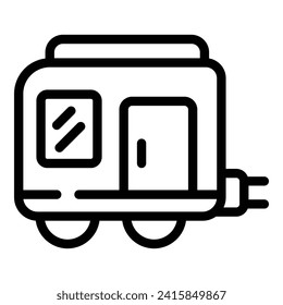 Vector de contorno del icono de acampada del remolque. Entrenamiento deportivo. Actividad turística