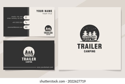Trailer camping logo template on monogram style