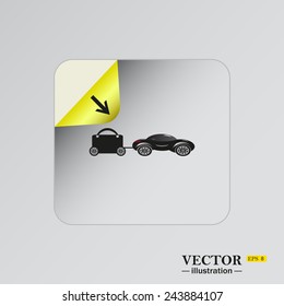 trailer, car, suitcase on wheels , sticker  self-adhesive paper. Vector illustration EPS  8