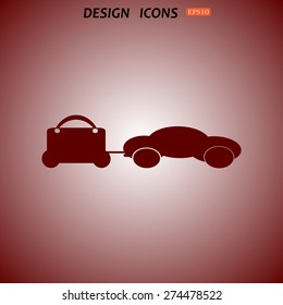 trailer, car, suitcase on wheels. icon. vector design