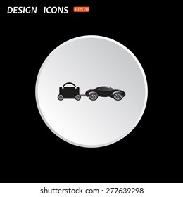 trailer, car, suitcase on wheels. icon. vector design
