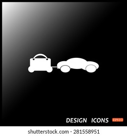 trailer, car, suitcase on wheels. icon. vector design