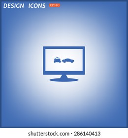 trailer, car, suitcase on wheels. icon. vector design