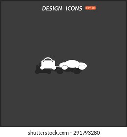 trailer, car, suitcase on wheels. icon. vector design