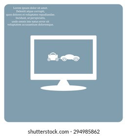 trailer, car, suitcase on wheels. icon. vector design