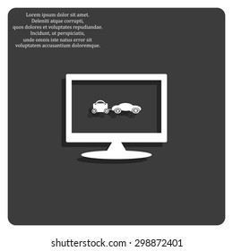 trailer, car, suitcase on wheels. icon. vector design