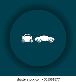trailer, car, suitcase on wheels. icon. vector design