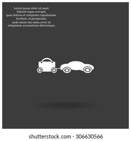 trailer, car, suitcase on wheels. icon. vector design