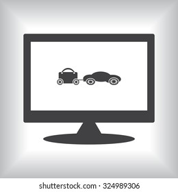trailer, car, suitcase on wheels. icon. vector design