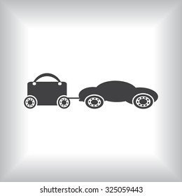 trailer, car, suitcase on wheels. icon. vector design