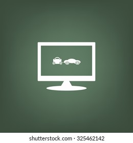trailer, car, suitcase on wheels. icon. vector design