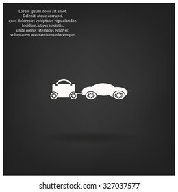 trailer, car, suitcase on wheels. icon. vector design