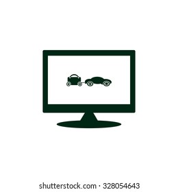 trailer, car, suitcase on wheels. icon. vector design