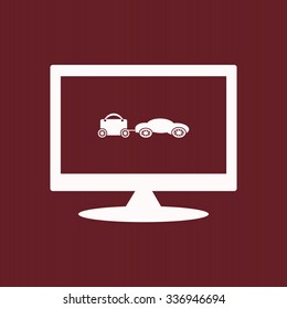trailer, car, suitcase on wheels. icon. vector design