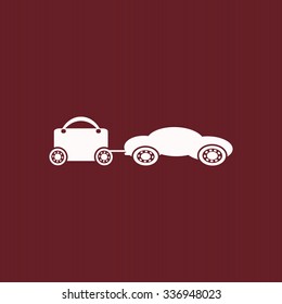 trailer, car, suitcase on wheels. icon. vector design