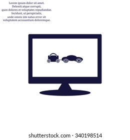 trailer, car, suitcase on wheels. icon. vector design