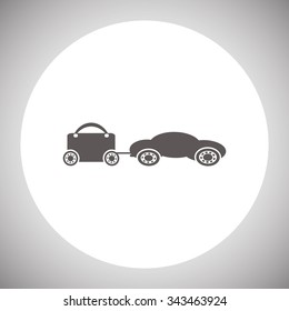 trailer, car, suitcase on wheels. icon. vector design