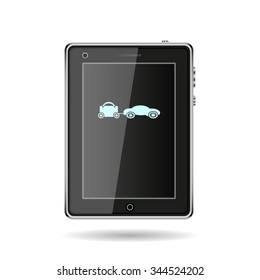 trailer, car, suitcase on wheels. icon. vector design