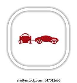 trailer, car, suitcase on wheels. icon. vector design