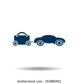 trailer, car, suitcase on wheels icon, vector illustration. Flat design style
