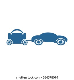 trailer, car, suitcase on wheels icon, vector illustration. Flat design style
