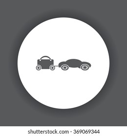 trailer, car, suitcase on wheels icon, vector illustration. Flat design style