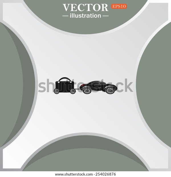 trailer, car, suitcase on wheels , vector\
illustration, EPS 10