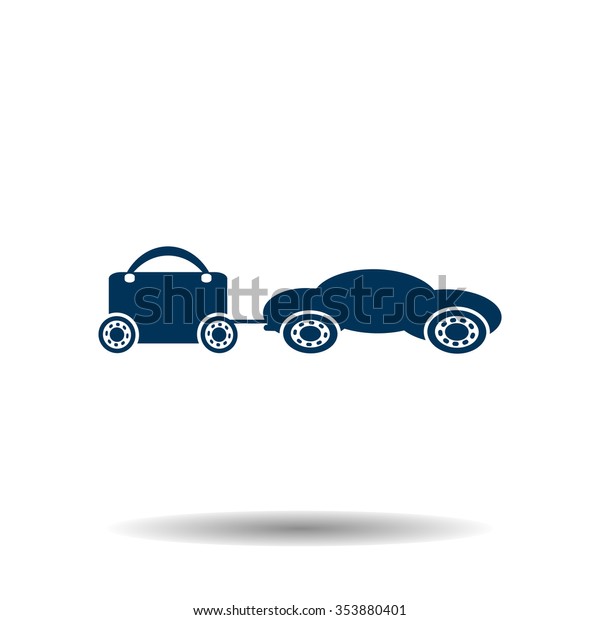trailer, car, suitcase on wheels icon, vector
illustration. Flat design
style
