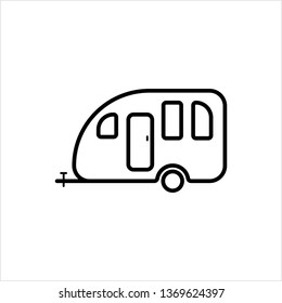 Trailer Caravan Icon, Camper Trailer, Camper Van, Vector Art Illustration