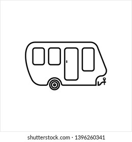 Trailer Caravan Icon, Camper Trailer, Camper Van, Vector Art Illustration