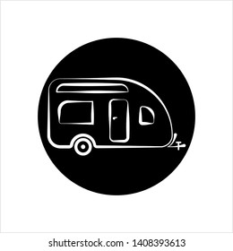 Trailer Caravan Icon, Camper Trailer, Camper Van, Vector Art Illustration