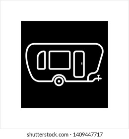 Trailer Caravan Icon, Camper Trailer, Camper Van, Vector Art Illustration